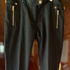 Tod’s black slim pants gold zip n buckles sz 42